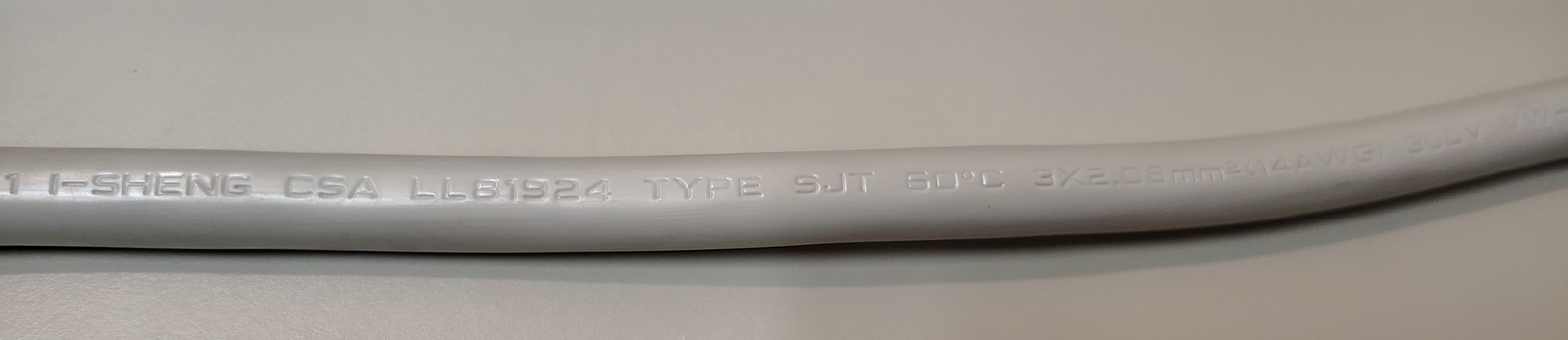 Power cord manufacturer and CSA markings.