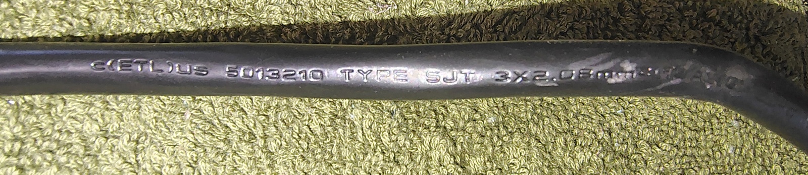 Power cord markings and construction details.