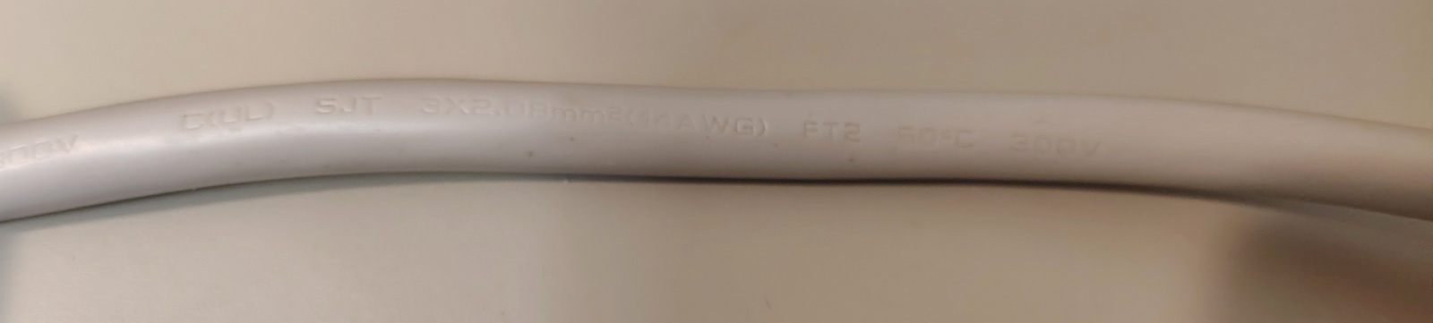 Additional cord markings showing conductor size and CSA ratings.