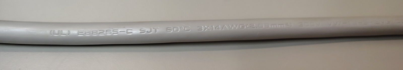 Power cord specifications and UL markings.