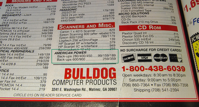 Close-up of APC Back-UPS pricing.