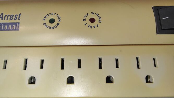 Outlet section showing differential yellowing.
