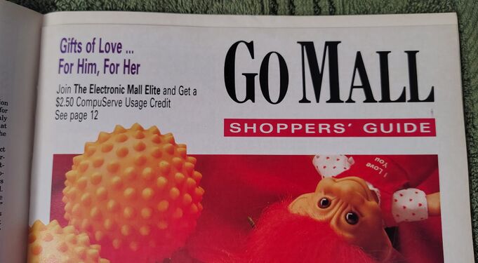 GO Mall Shopper's Guide insert accompanying the January 1992 issue of CompuServe Magazine.