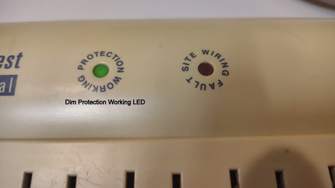 Dim Protection Working indicator illuminated during testing.