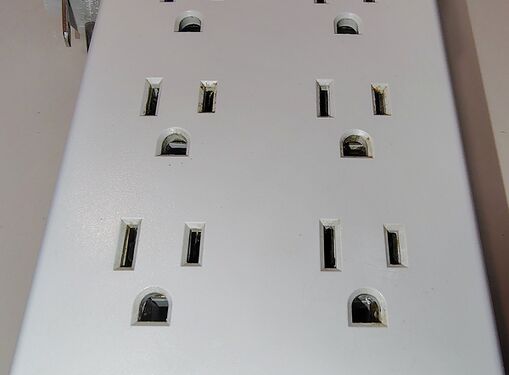 Close-up of the six AC outlets.