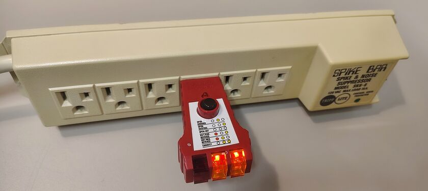 Outlet test indicating correct wiring and operation.