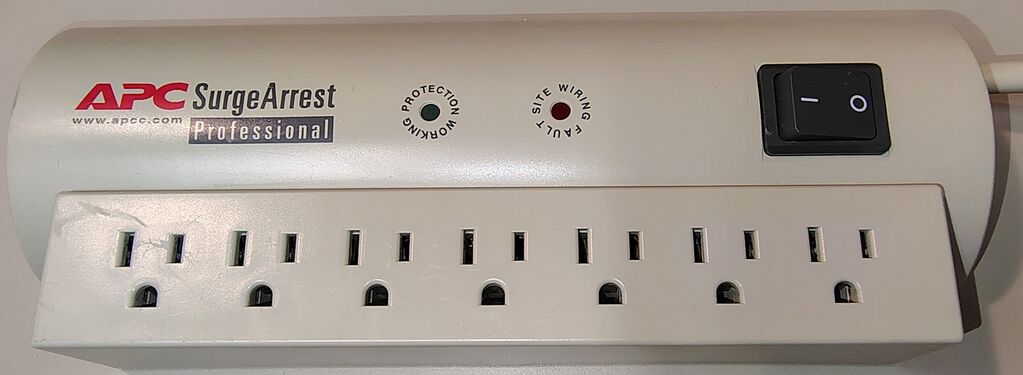 PRO7 connected to power with the rocker switch in the OFF position and indicator lights extinguished.