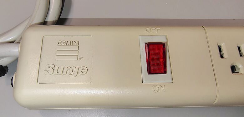 Gemini Surge branding and power switch.