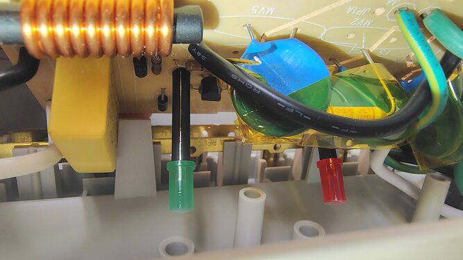 Close-up of surge-suppression and filtering components.
