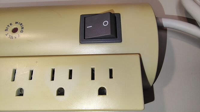 Power switch and status indicators.