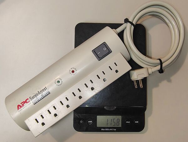 APC SurgeArrest Professional PRO7 on a digital scale.
