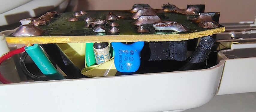 Side view of the surge-suppression circuit board.