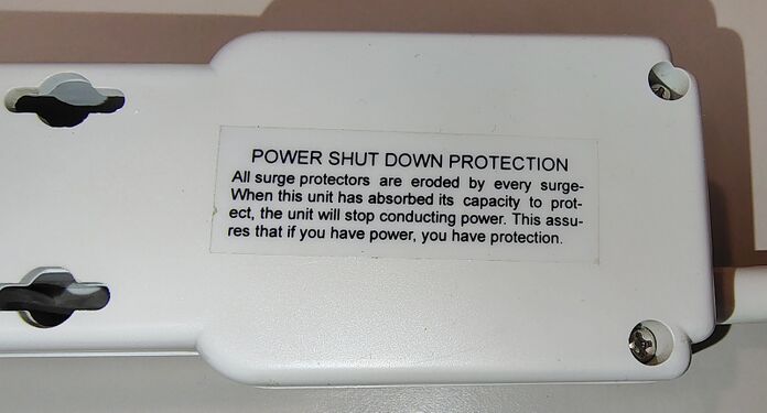 Power Shut Down Protection label and mounting provisions.