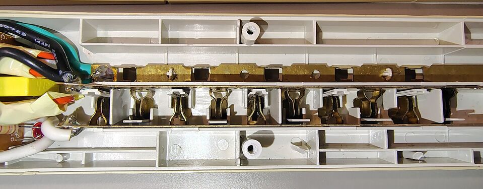 Center section showing bus bars and outlet contacts.