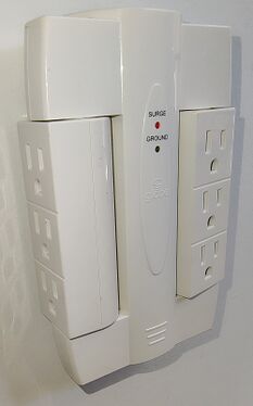 Outlet bank rotated during testing to demonstrate swivel functionality.