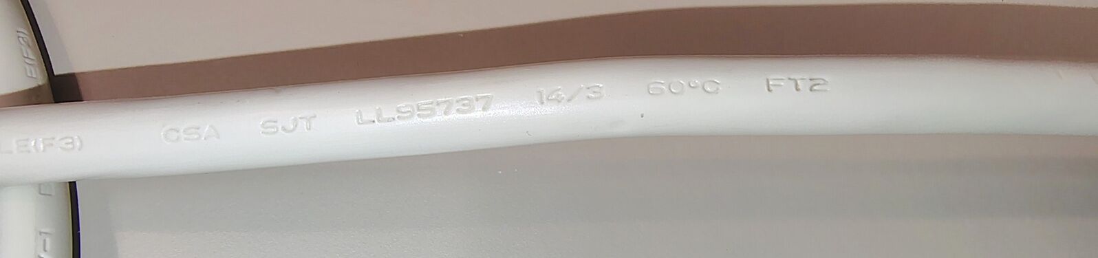 Additional cord specifications and markings.