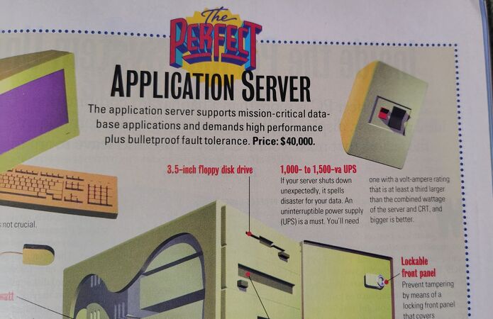 Detail of the application-server UPS recommendation and sizing guidance.