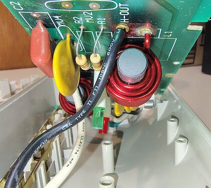 Additional view of suppression components and filtering circuitry on the ©1993 board.