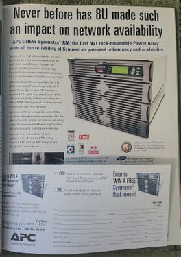 Advertisement detail highlighting Symmetra RM features and design.