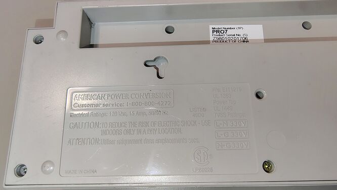 Product information label, serial-number label, and mounting provisions on the underside of the PRO7.