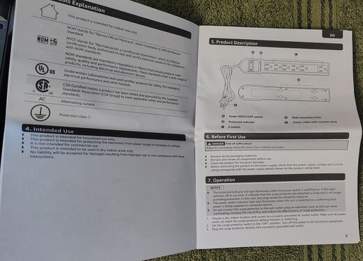 Manual pages showing product description and operating instructions.