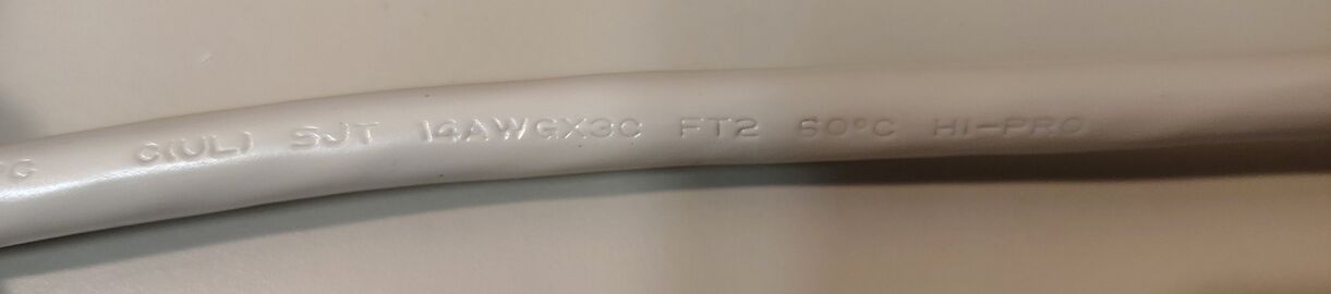 UL file number E227088, VW-1 rating, and 14/3 specifications.