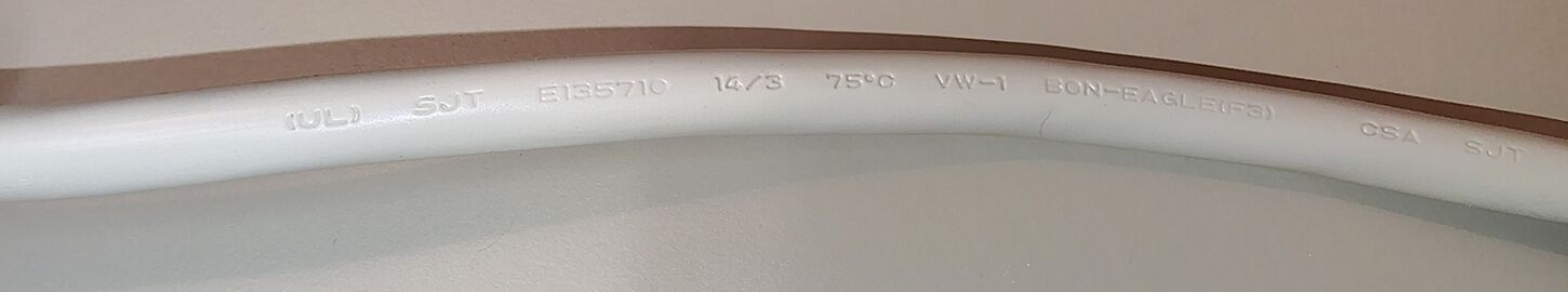 Bon-Eagle SJT 14/3 cord marking from Universal 71637.