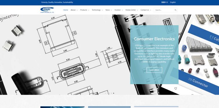 COXOC website as documented in October 2026. Surge protectors no longer appear among the company's primary product categories.