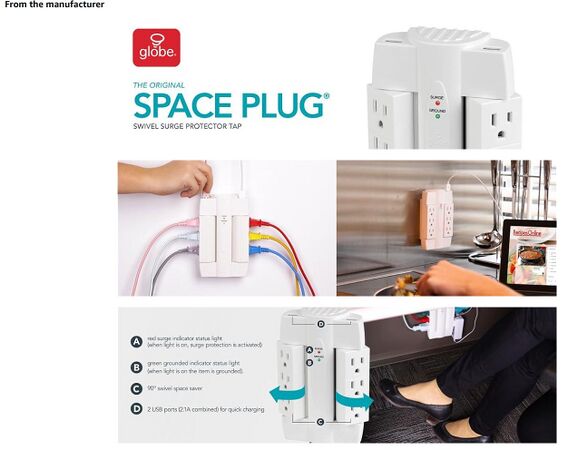 Manufacturer marketing material identifying the product as part of Globe Electric's "Space Plug" series.