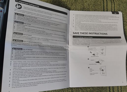 Manual pages covering safety and grounding instructions.