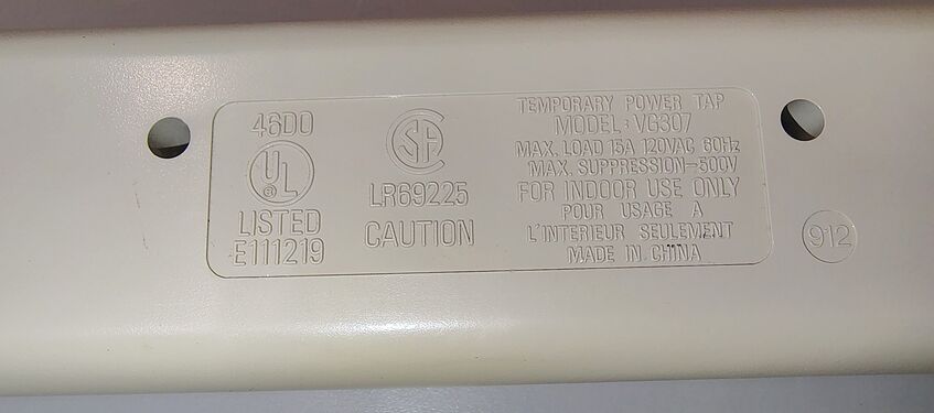 Underside product information panel.