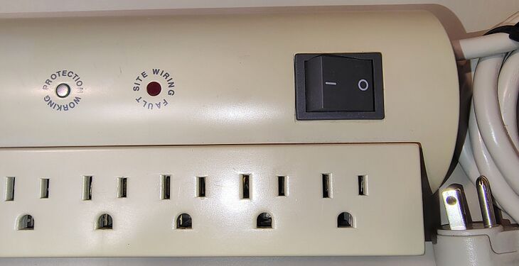 Power switch, status indicators, and cord-entry section.
