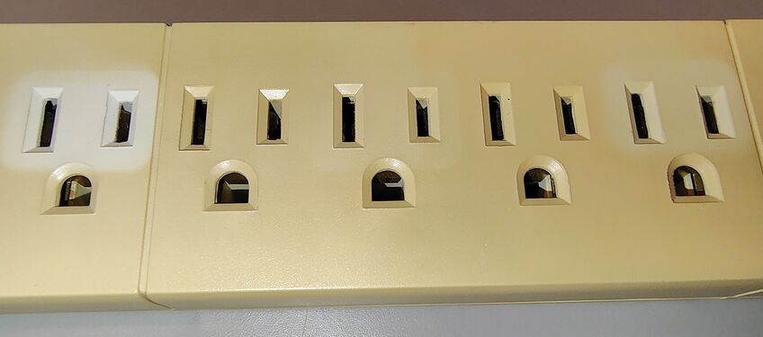 Outlet section showing differential yellowing.