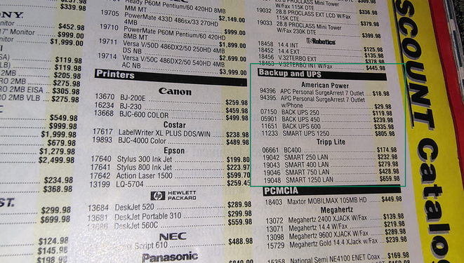 Backup, UPS, and SurgeArrest pricing section.
