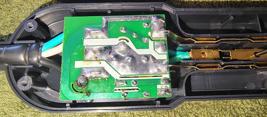 Surge-protection circuit board and power connections.