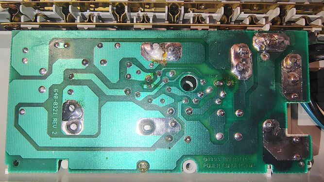 Suppression board 640-0321 REV 2 showing PCB traces and ©1993 American Power Conversion markings.