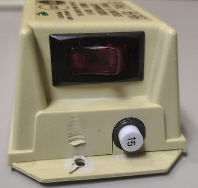 Power switch assembly with protection indicator unlit.