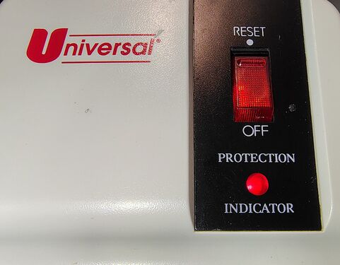 Illuminated power switch and protection indicator.
