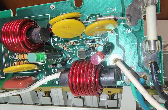 Close-up detail of suppression and filtering components.